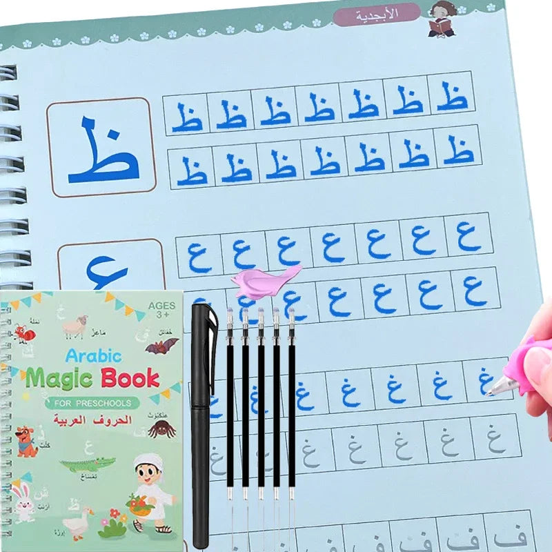 Early Learn Montessori Copybooks With Pen Kids Books Reusable Magical Calligraphy Free Wiping Arabic Alphabet