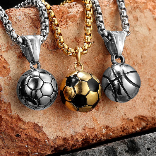 Basketball Football Men Necklaces With Pendant Stainless Steel Jewelry For Male Women Punk Hip Hop Accessories Gifts Wholesale