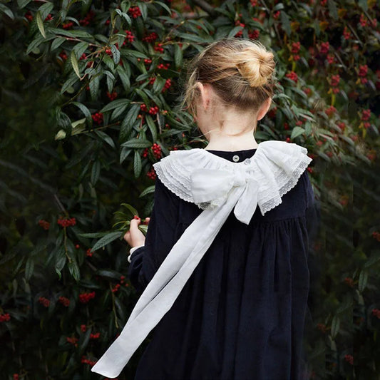 2025 Kids Dresses For Girls Spring Baby Girl Elegant Dress Kid Petal Collar A-line Loose Clothing Toddlers Cute Casual Outerwear
