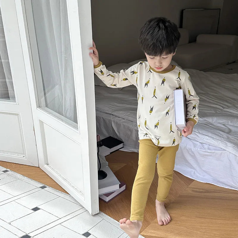 Children's Class A autumn and winter pajamas, boys and girls' wool stretcher home clothing, baby, small and large children's car