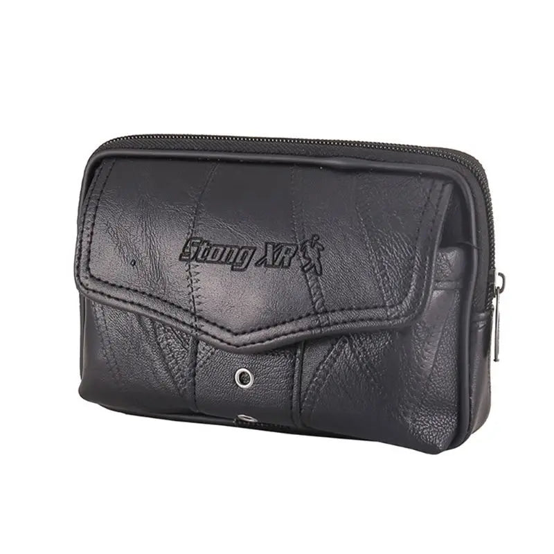 E74B Men Vintage Leather Waist Bag Phone Sport Belt Hip Belt Loop Holster Wallet Carry for Case Purse