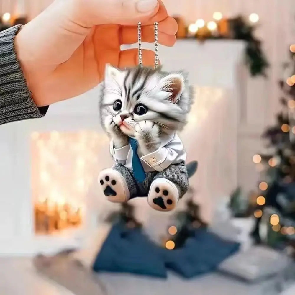 Creative Dog Cat Key Chain Car Key Ring Cartoon Animal Acrylic Pendant Bag Pendant Backpack Accessories Car Decoration Bag Decor