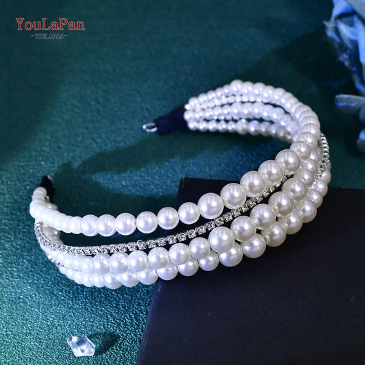 YouLaPan Wedding Pearl Headbands Hair Jewelry For Women Bridal Headdress Tiara Party Prom  Headpieces Hair Accessories HP724