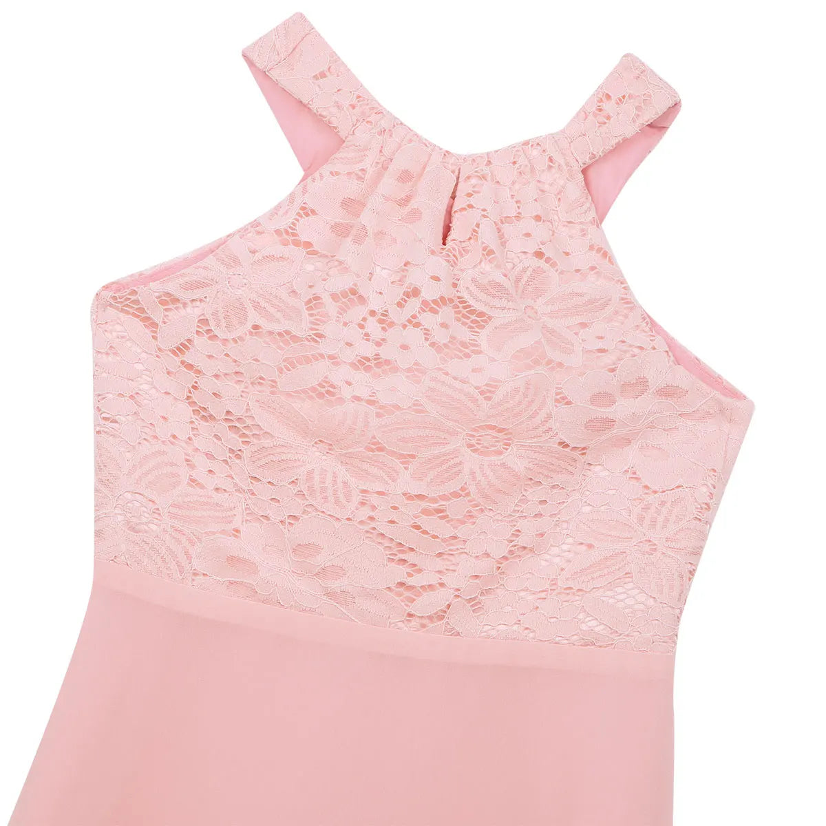iiniim Kids Girls Vestido de festa Chiffon Dress Floral Lace Cutout Back Flower Girl Dress Elegant Summer Princess Party Dress