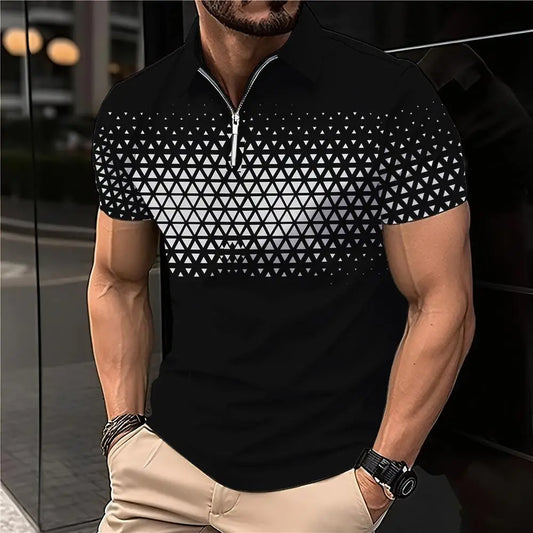 Summer T Shirts for Men Short Sleeve Men's Clothing Collar 3D Printing mon