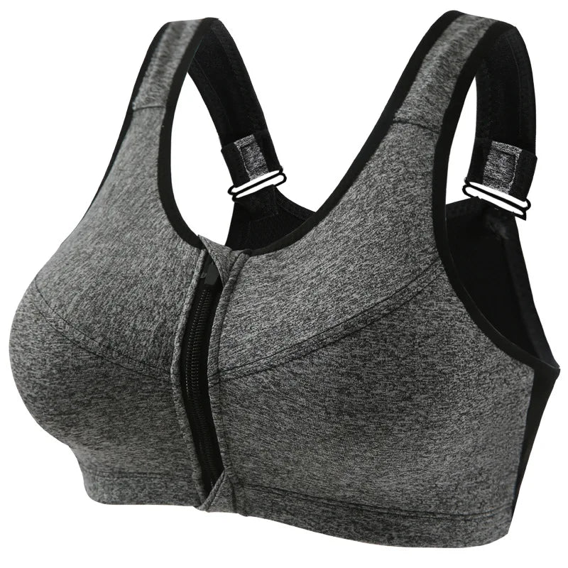 Sports For Women With High-Strength Shock-Absorbing Gathered Fitness Yoga Beauty Vest Without Steel Ring Front Zipper Sports Bra
