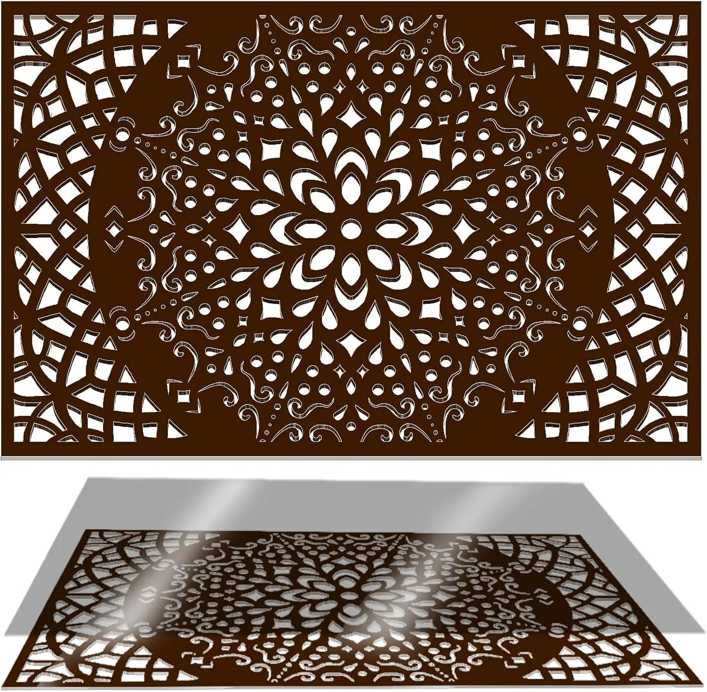 Brown Wooden Rectangle Tray with Handles Boho Decorative Serving Tray for Coffee Table Bedroom Kicthen Home Decor Otttoman Tray