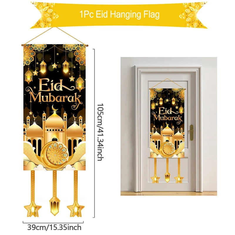 Ramadan Hanging Flag Ramadan Kareem Decoration For Home 2025 Aid EID Mubarak Muslim Islamic Festival Eid Al-fitr Party Supplies