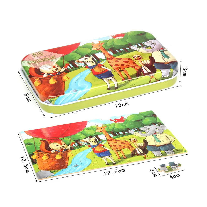 Heiße Neue 60 Stück Holz Puzzle Spielzeug für Kinder Cartoon Fahrzeug Tier Holz Puzzle Baby Lernen Pädagogisches Spielzeug Kinder Geschenk 