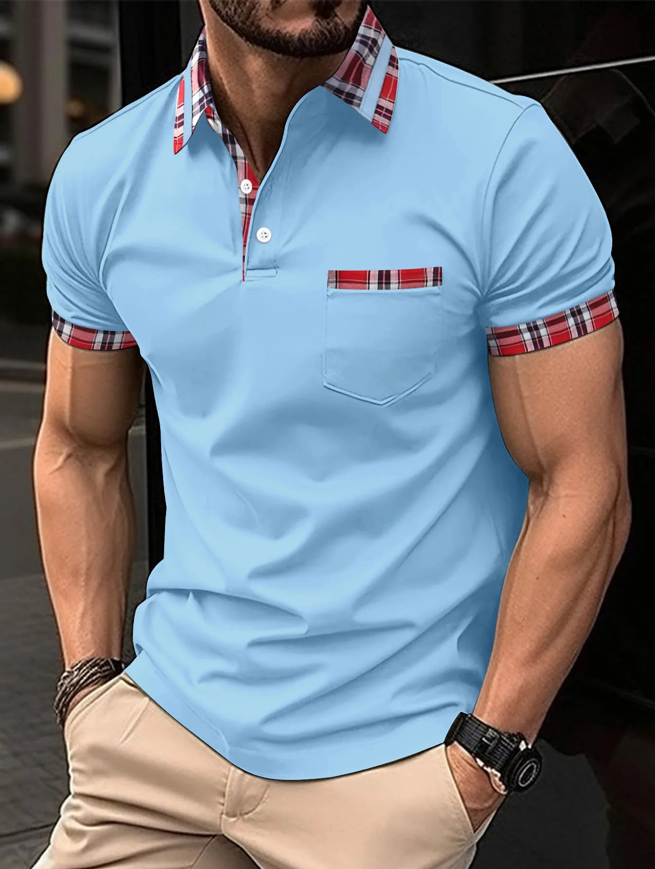 2023 Summer New Men's Casual Short-Sleeved Polo Shirt Trip Fashion Lapel T-Shirt Men's Breathable Polo Shirt Men's Clothing