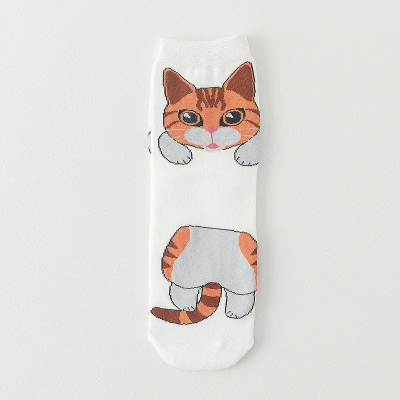 25 Patterns Korea Japan Fashion Funny Cartoon Lovely Cats Happy Socks Women Girls Casual Streetwear Cute Dress Sox Spring Summer