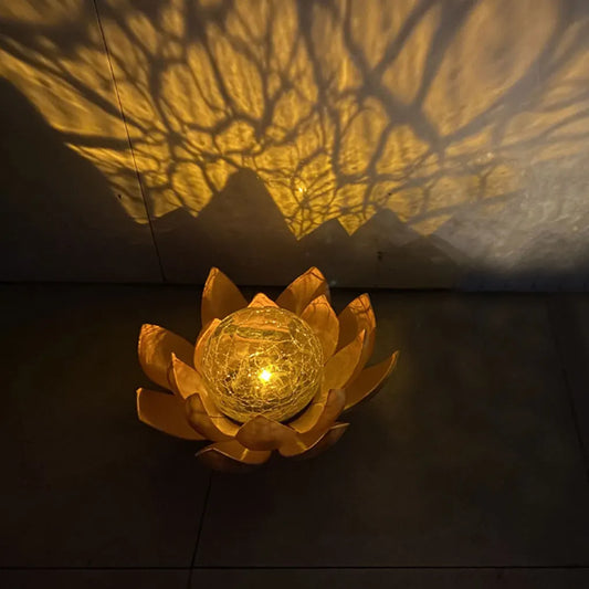 Lotus Shaped Garden Solar Lights Cracked Glass Ball Garden Lamp Halloween Christmas Outdoor Patio Lawn Garden Decoration !!!