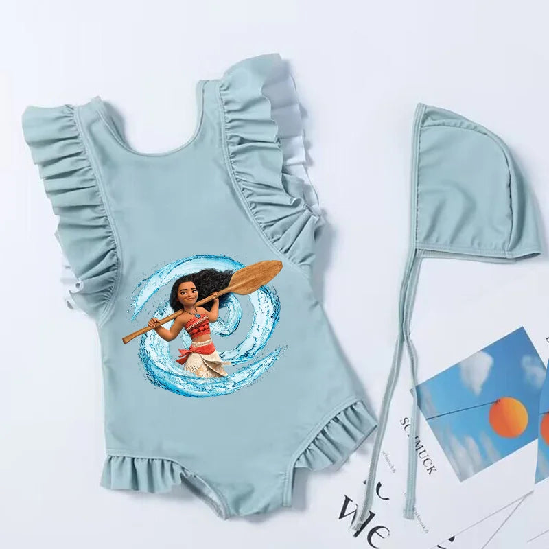 Moana Cartoon Toddler Baby Swimsuit One Piece Children Swimwear Kids Girl Bathing Suit Swim Shirts for Surfing Beach Wear Outfit