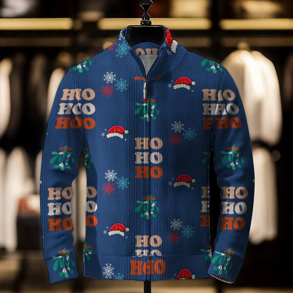 2024 Men’s Casual Christmas 3D Print Sweater Cardigan Loose Outerwear Coat, Winter Men’s Fashion Jacket, Casual Men’s Clothing