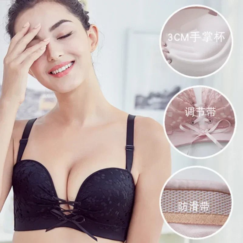 Bralette Push Up Bras Women's Strapless Non Slip Invisible Bra Gathering Without Steel Ring Lace Lingerie Bride Wedding Bra