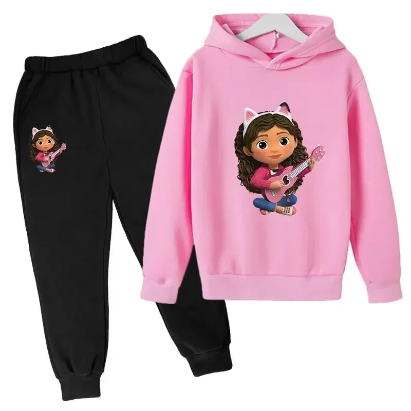 2024 Hoodie Kleinkind Mädchen Gabby Puppenhaus Kleidung Hoodies Hosen 2Pcs Sets Nette Kinder Kostüm Kinder Trainingsanzüge Kinder Gabby Katzen 