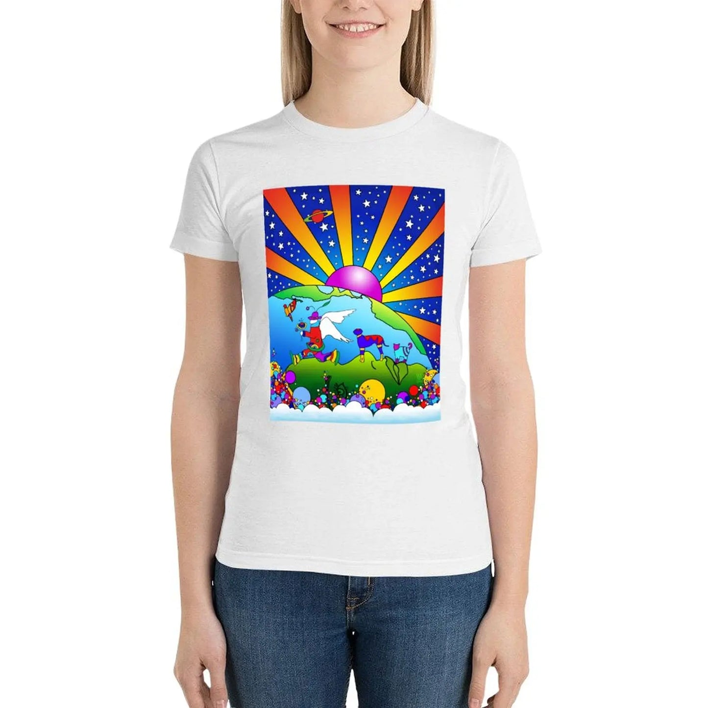 Cosmic Pet World T-Shirt tops clothes plus size tops cute tops Women clothing