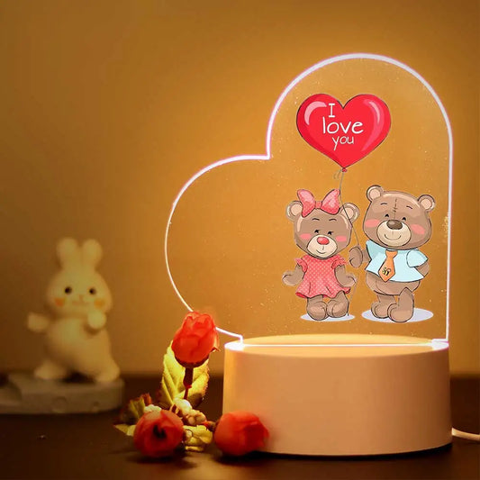 3d Illusion cupid Light Valentine’s Day sends girlfriend Night Lamp for Bedroom Decor the Lovers Gift Cartoon Bear Lamps