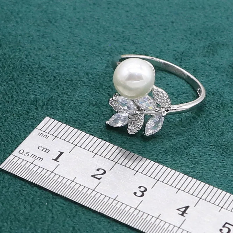 925 Sterling Silver Jewelry set for Women White Pearl Earrings Necklace pendant Ring Zircon Bracelet Birthday Gift