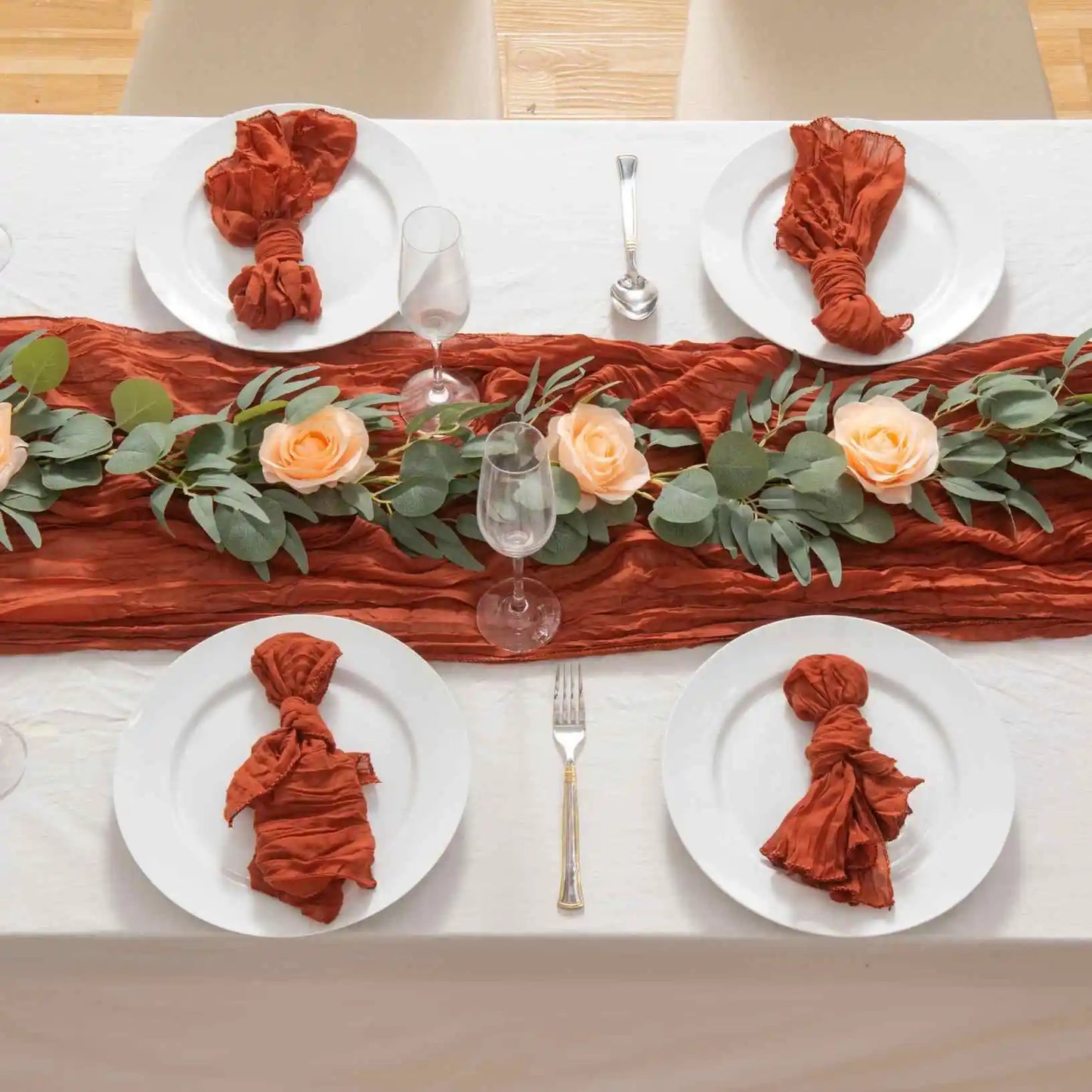 Eightree 2025 Knit Cloth Table Runner Wedding Birthday Party Banquet Decoration Gauze Fabric Voile Table Cloth Twist Table Cover