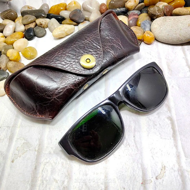Blongk Glasses Case Waist Bag Genuine Leather Sunglasses Box Pocket Belt Pack Portable Men Women YJHd-55