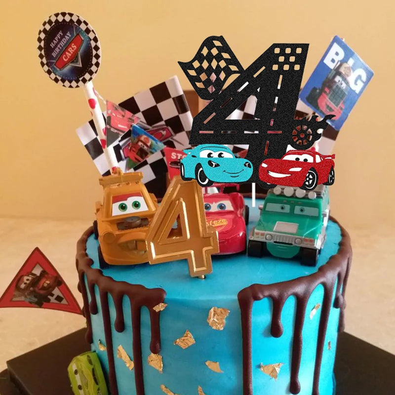 Disney McQueen Lightning Cars Happy Birthday Cake Topper Kids Baby Shower Birthday Party Decoration Baby Shower Gift Toy Supplie