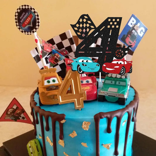 Disney McQueen Lightning Cars Happy Birthday Cake Topper Kids Baby Shower Birthday Party Decoration Baby Shower Gift Toy Supplie