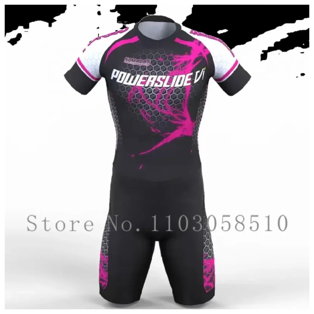 Powerslide inline skinsuit team areo speedsuit summer men cycling clothing skate suits ciclismo pro racing apparel short sleeves
