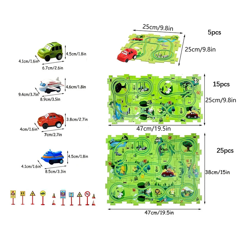 Puzzel Toy Set Rail Car DIY Assemble Jigsaw Flexible Railway Track Parent-child Interaction Toy Electric Car Puzzle Toys Gifts