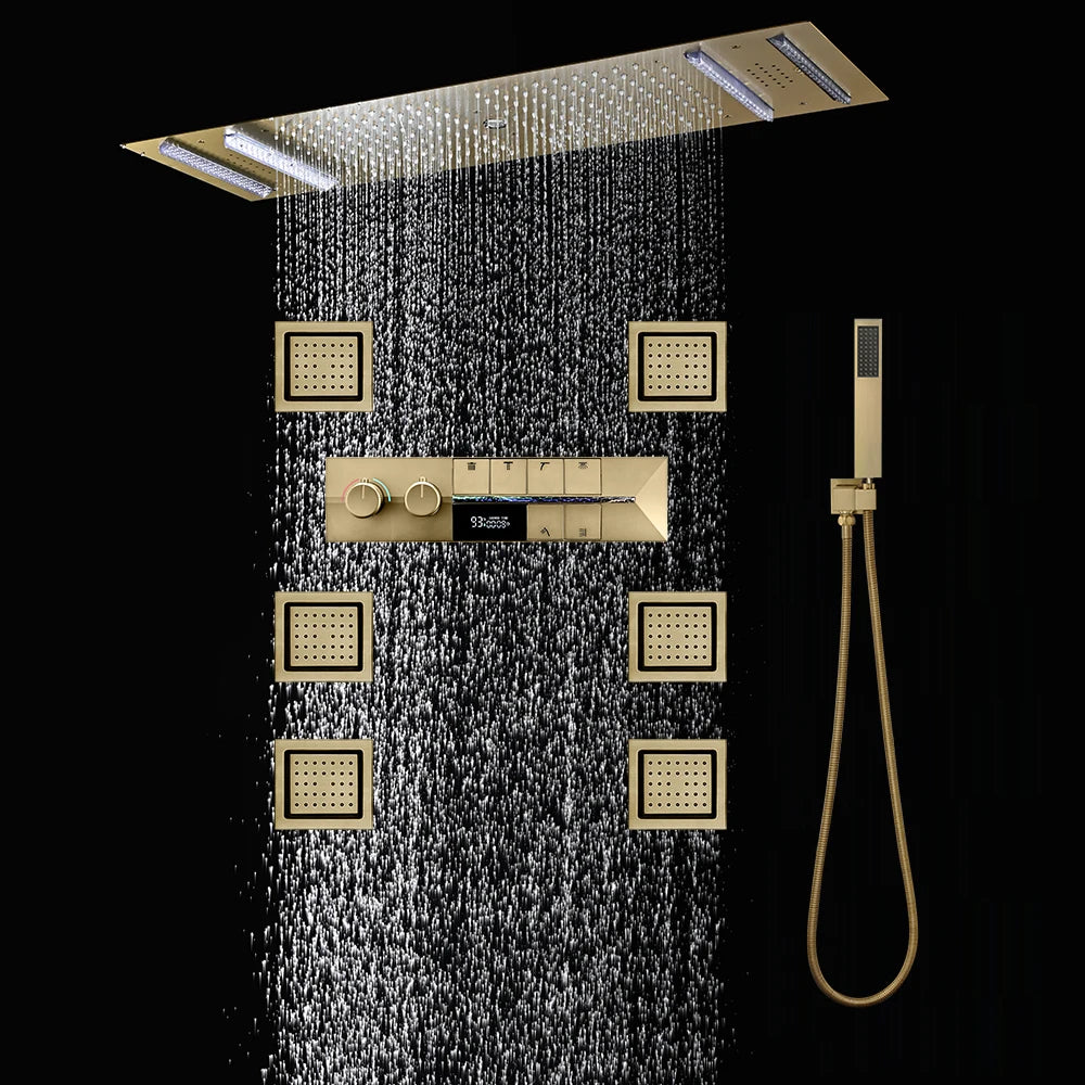 M Boenn Emotional Appeal Paar Musik Spa Doppelter Regenduschkopf Badezimmer Duschsystem Druckknopf Typ Thermostat Armaturen 