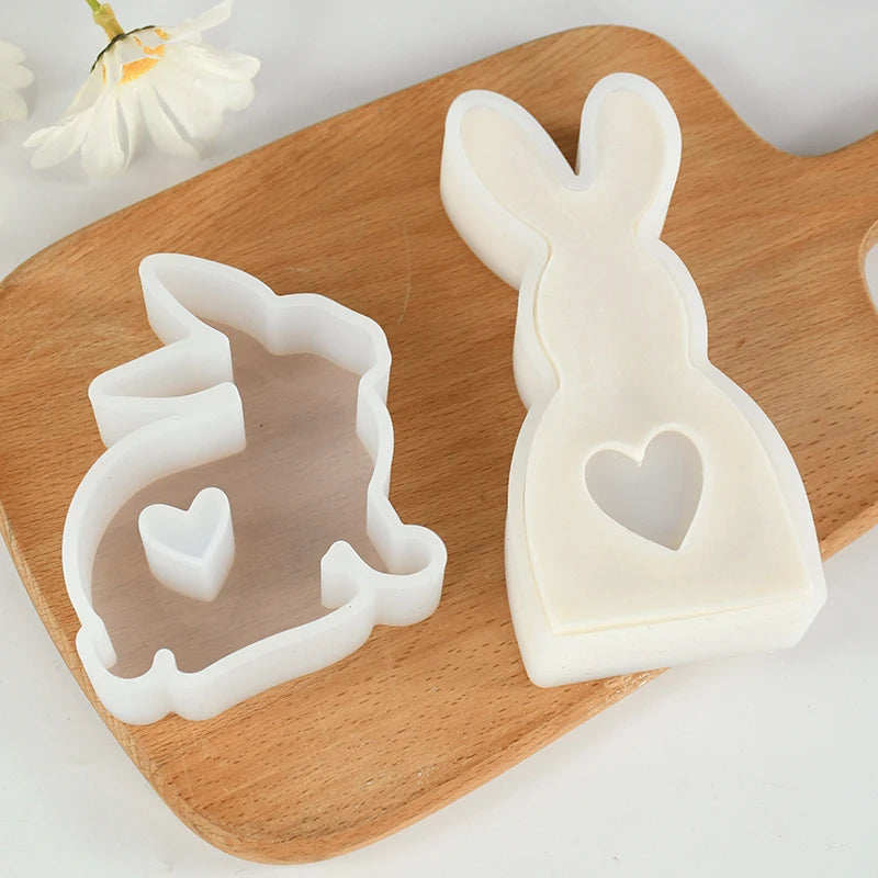 Easter Ornament Hollow Bunny Candle Mold Cute Rabbit Shape Plaster Decoration Molds Easter Rabbit Candle Holder Plaster Mold