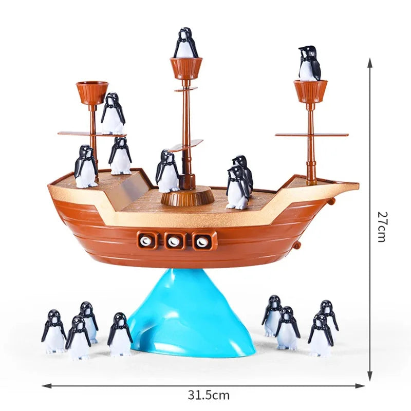 Balance Boat Balance Game Toy Pirate Balancing Ship Games Educational Learning Puzzel Toys with Penguins