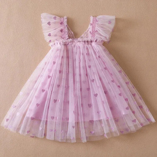 2024 Kinderkleid Mädchen Sommerkleid mit Schmetterlingsflügeln Blumenmuster Puffärmel Tanzperformance Tutu Mesh Prinzessin Kleid Kleidung 