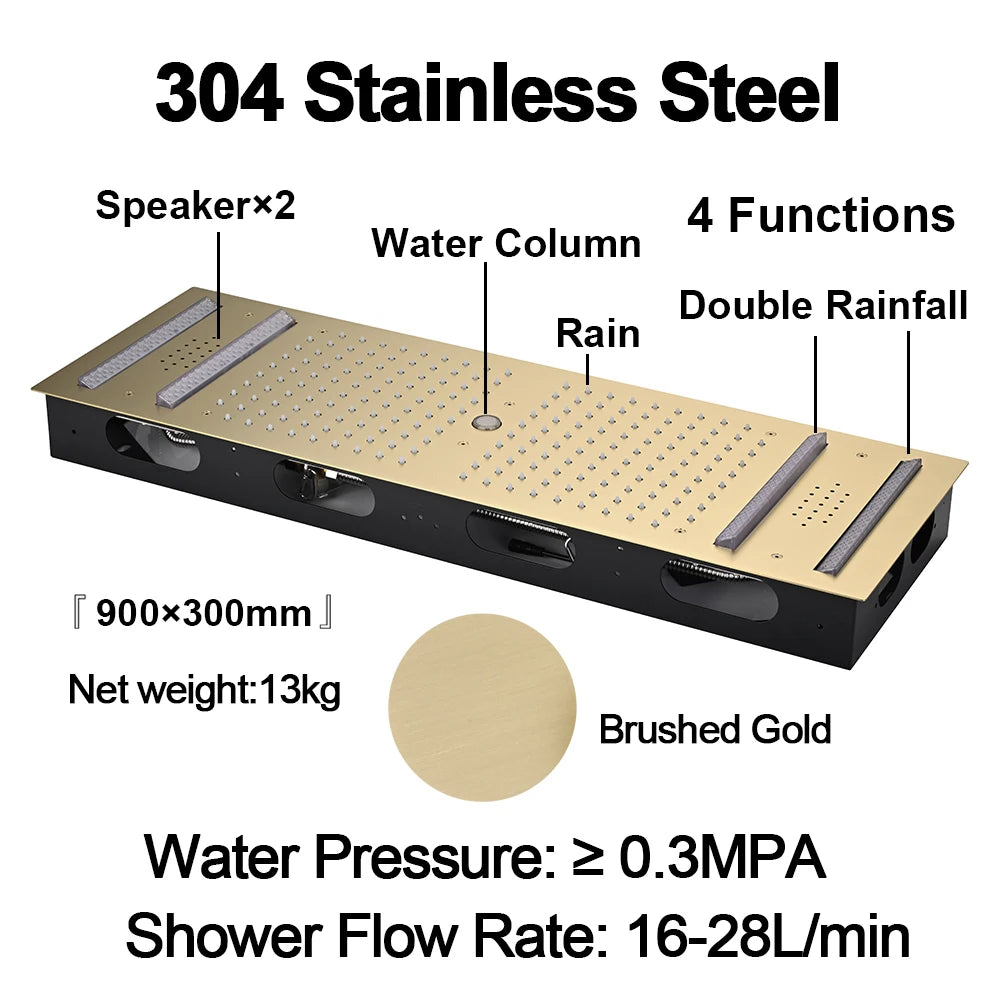 M Boenn Emotional Appeal Paar Musik Spa Doppelter Regenduschkopf Badezimmer Duschsystem Druckknopf Typ Thermostat Armaturen 