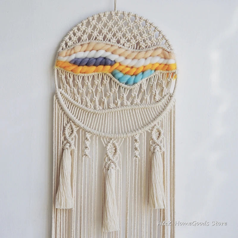 Bohemian Decor Macrame Wall Hanging Boho Tapestry Dreamcatcher  Woven Tapestries Home Decoration Apartmeng Bedroom Living Room