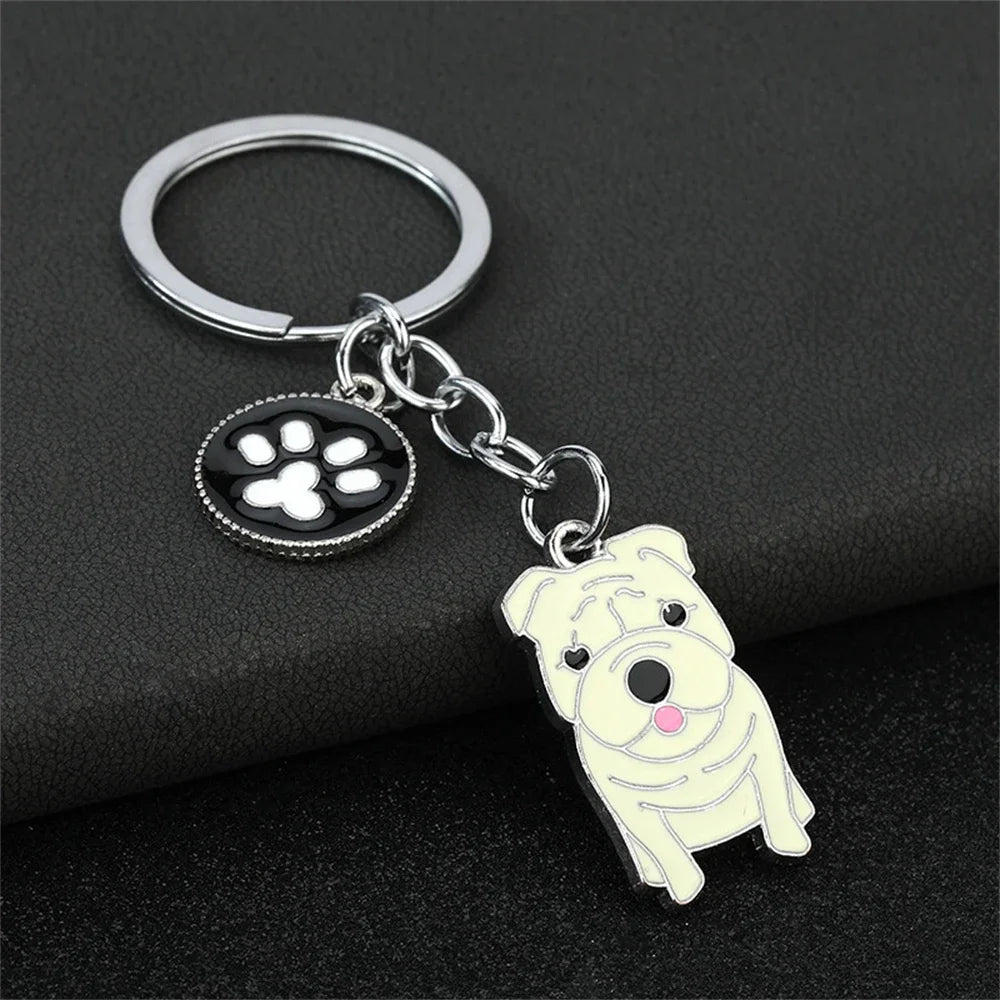 Fashion Alloy French Bulldog Pug Dog Keychain Cute Pet Dog Keyring Bag Handbag Charm Accessories For Women Animal Lovers Gifts