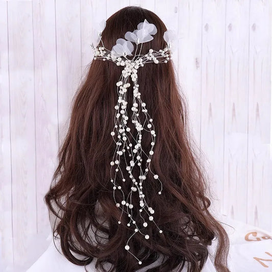 Pearl Flower Bow Headband Tiara Party Wedding Headband Hairband Bridal Wedding Hair Accessories Jewelry Headband Tiara