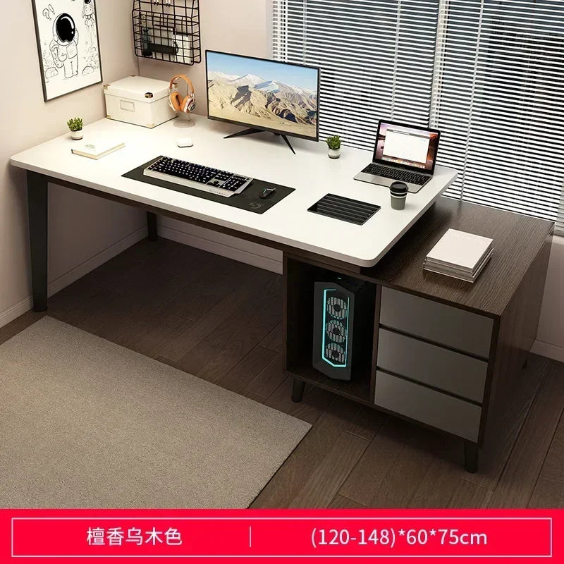 Wood Home Office Computer Desk Corner Desk with 3 Drawers and 2 Shelves,Large L-Shaped Study Writing Table Storage Cabinet