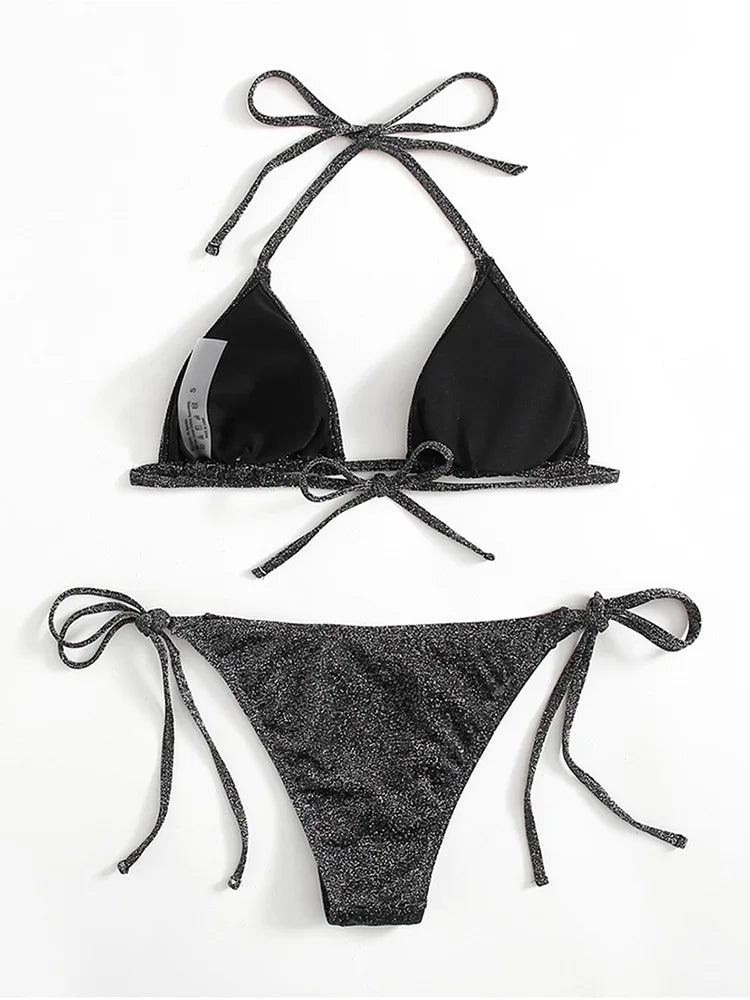 NHKDSASA Swimsuit 2022 New Swimwear Plus Size Bikini Set Arrival Halter Bandage Push Up Brazilian Biquini Separate Swimsuit