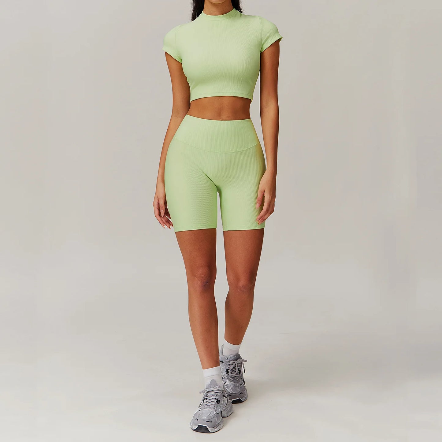 White 2PCS Women Yoga Set Workout Tracksuits Sportswear Gym Clothing Fitness Long Sleeve Jacket Waist Leggings Sports Suit