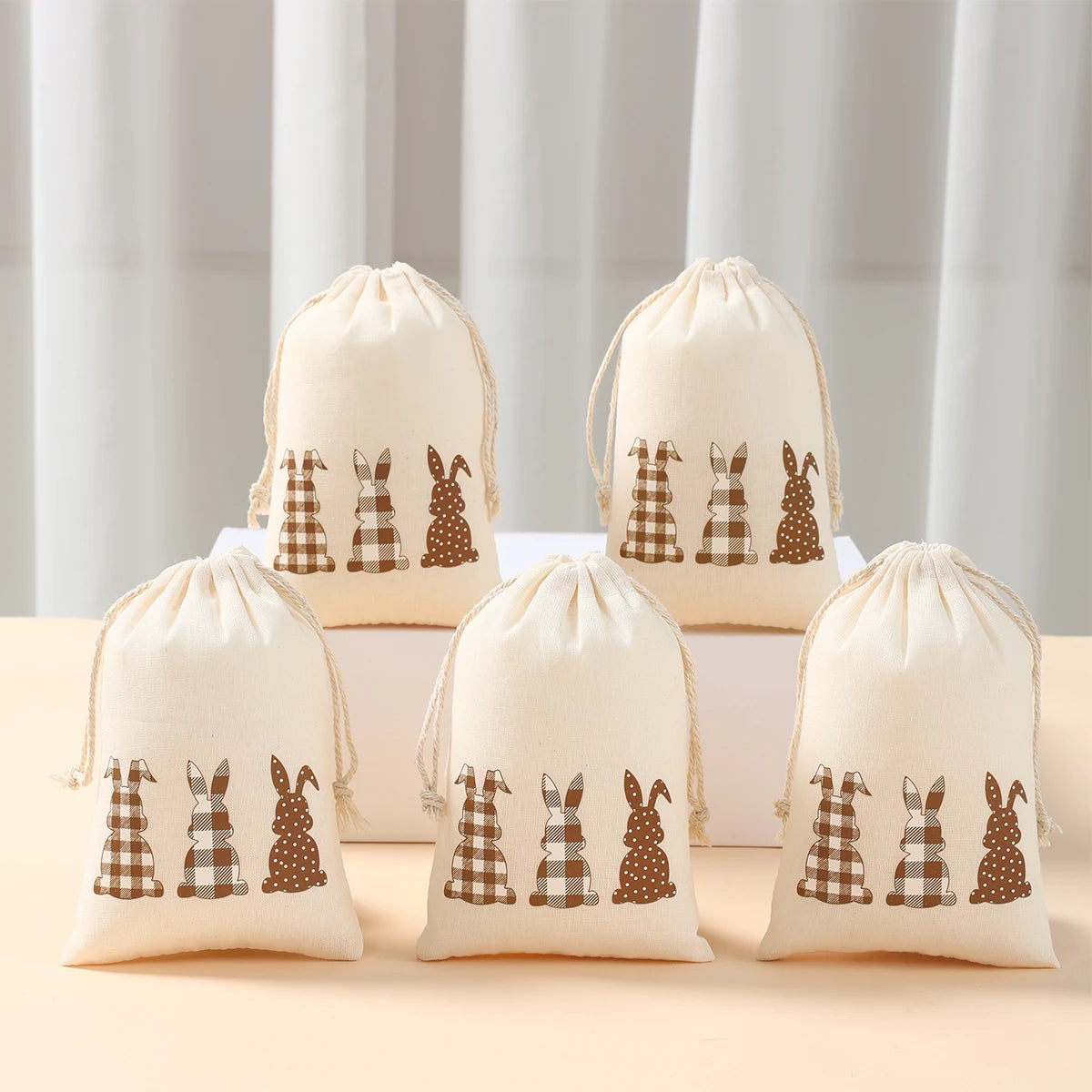 6Pcs Easter Linen Gift Bag Bunny Candy Cookie Packing Bag Spring Easter Party Favor Supplies Kids Candy Gifts Easter Decor 2025