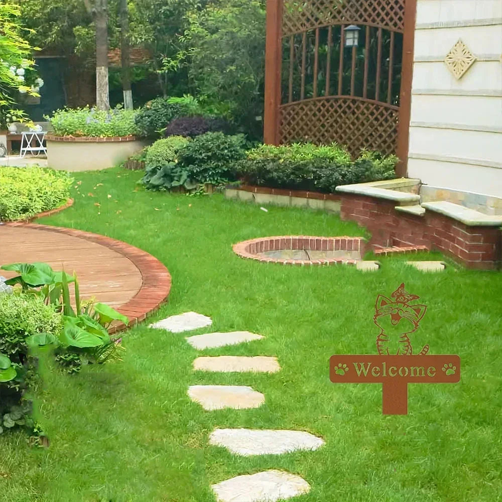 Elegant Cat Garden Stake - Bring beauty to your garden with this metal cat. Butterfly memorial. Perfect cat name decor