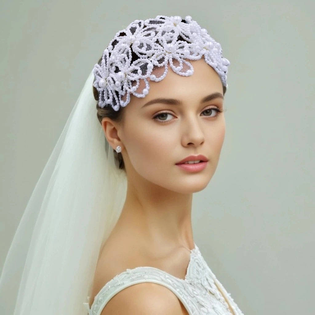 Wedding Head Jewelry White Pearl Headband Luxury Bride Tiara Bachelorette Party Accessories Bridal Hair Decoration HP695