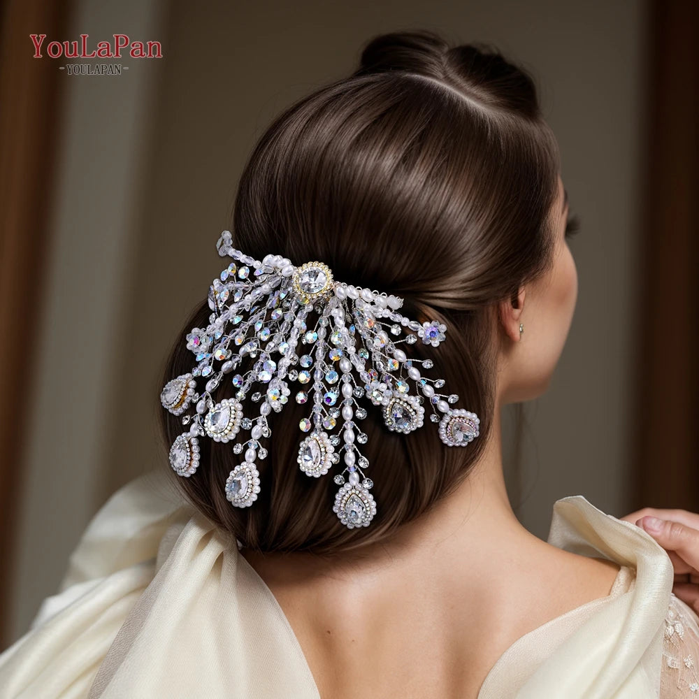 YouLaPan Bridal Pearl Hair Comb Wedding Bridal Headpiece Women Party Fashion Hair Accessories Handmade Exquisite Headband HP716