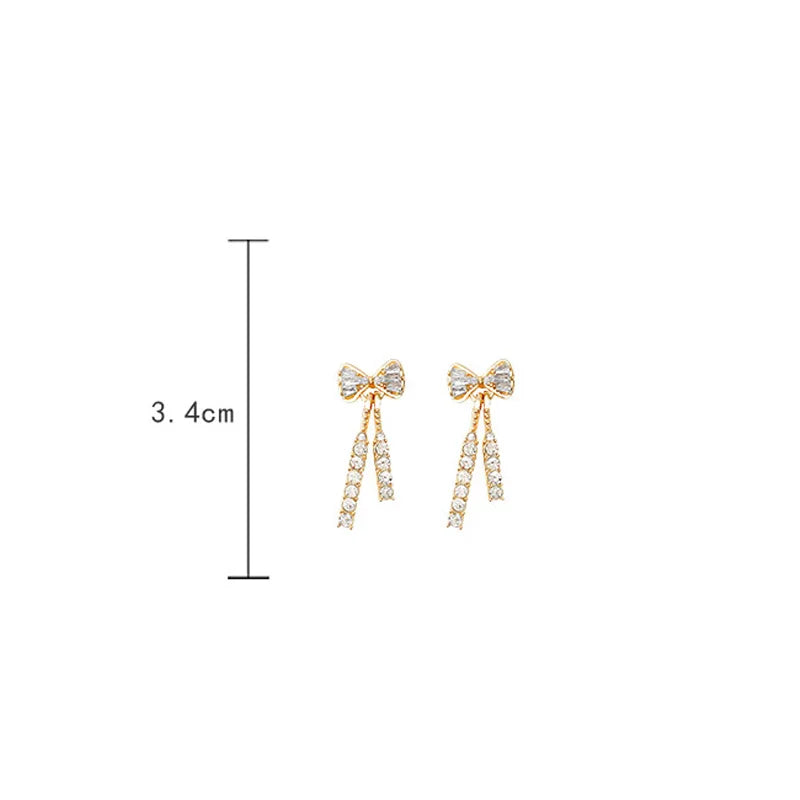Schleife Diamant Kristall Ohrringe Modische und stilvolle Ohrringe Neue trendige Design Silber Nadel Ohrringe für Frauen 