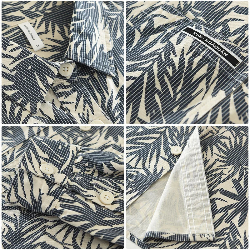 Luxury Original Men's Shirts and Blouses Cotton Linen Shirt Tiki Mens Clothing T-shirts mon