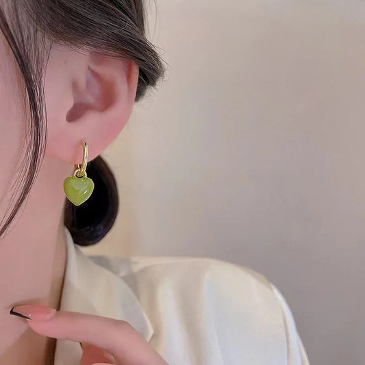 French Drop Glaze Red Love Earrings Female Harbor Style Niche High-end Sense New Year Chinese New Year Earring Retro Earring