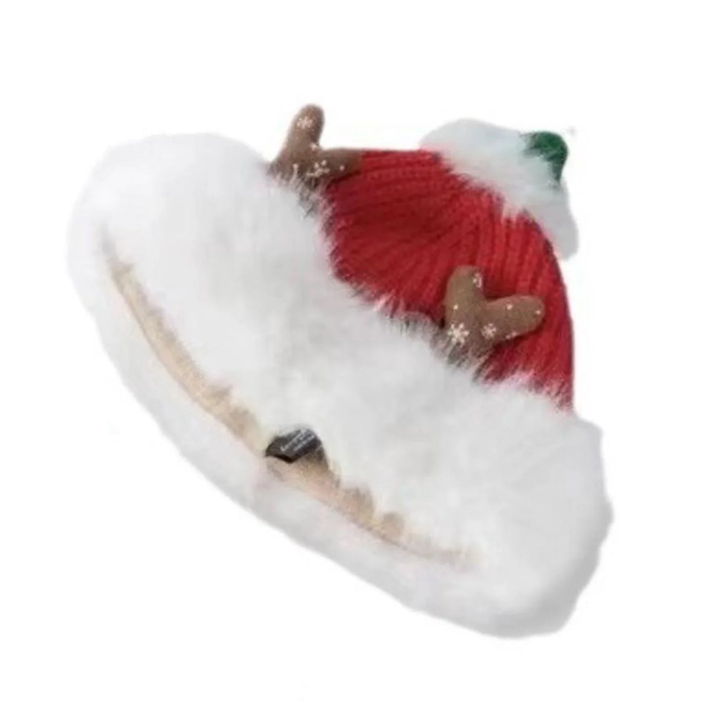2025 New Years Xmas Party Hats Outdoor Antler Knit Hats Christmas Beanies for Adults Winter Warm Faux Fur Trim Skull Caps