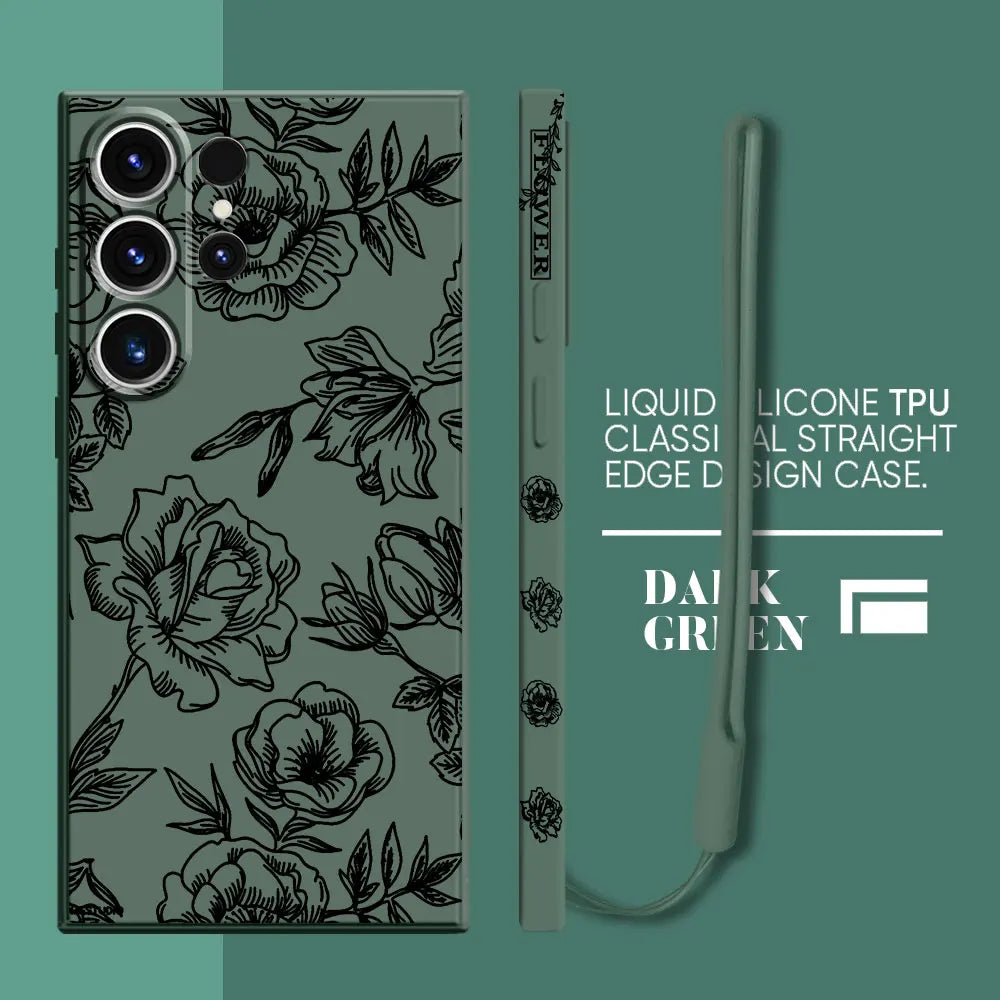 Flower Line Art Phone Case for Samsung Galaxy S22 S21 Plus S24 Ultra S20 FE S23 Ultra 5G S23 5G S22 Soft Silicone Cover