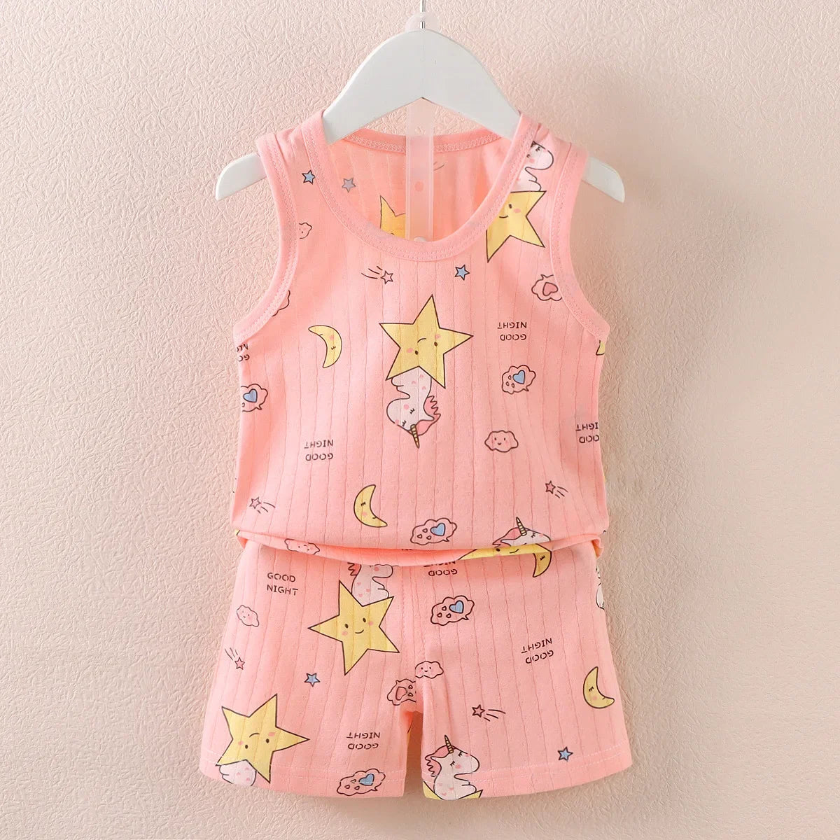 Mother Kids Clothes Baby Cotton Print  Children's Clothing T-shirt Vest Tops Shorts Sets Boys Girls Cute Breathable Summer